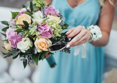 Portrait of a gorgeous bride with a wedding bouquet.
